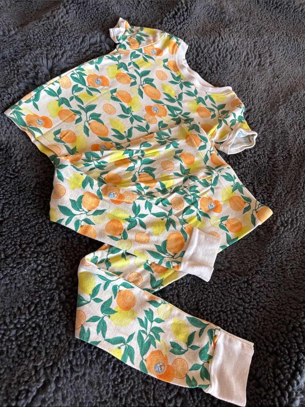 Old Navy Orange & Green Citrus Print Kids Pajama Set